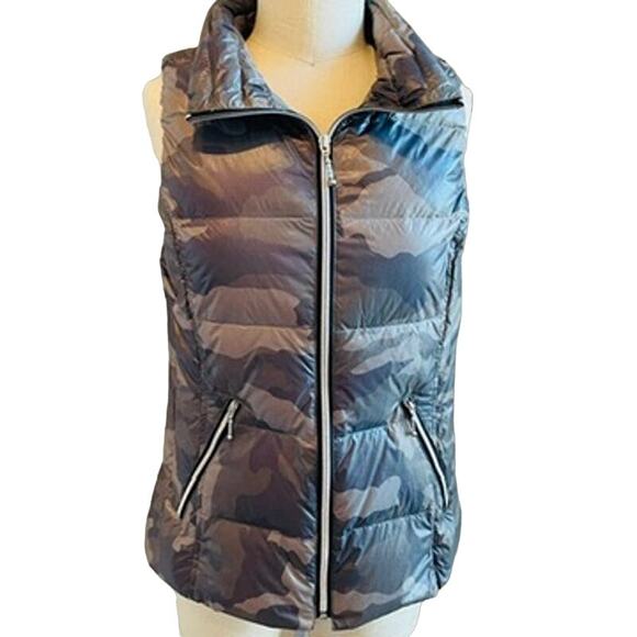 Anorak Down Green Brown Camo Puffer Vest Lightweight Warm - Picture 1 of 9
